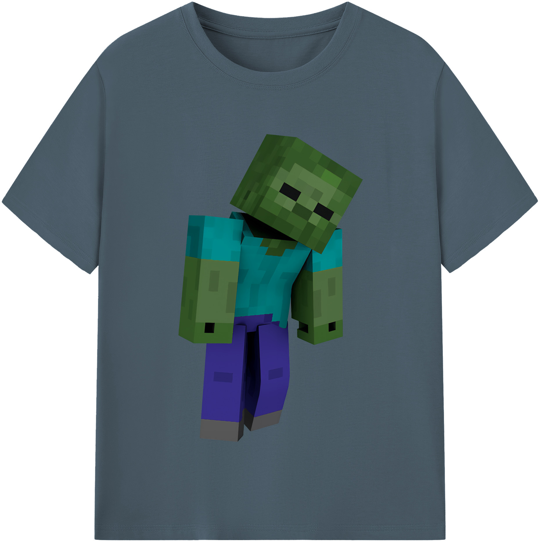 （画像用） マインクラフト ブロックの世界 Minecraft MC Block world 綿100％半袖Tシャツ（フロントプリント）